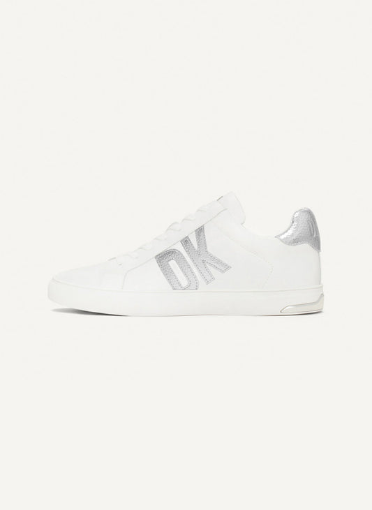 ABENI LOGO LOW-TOP SNEAKER - WHITE/SILVER | DKNY