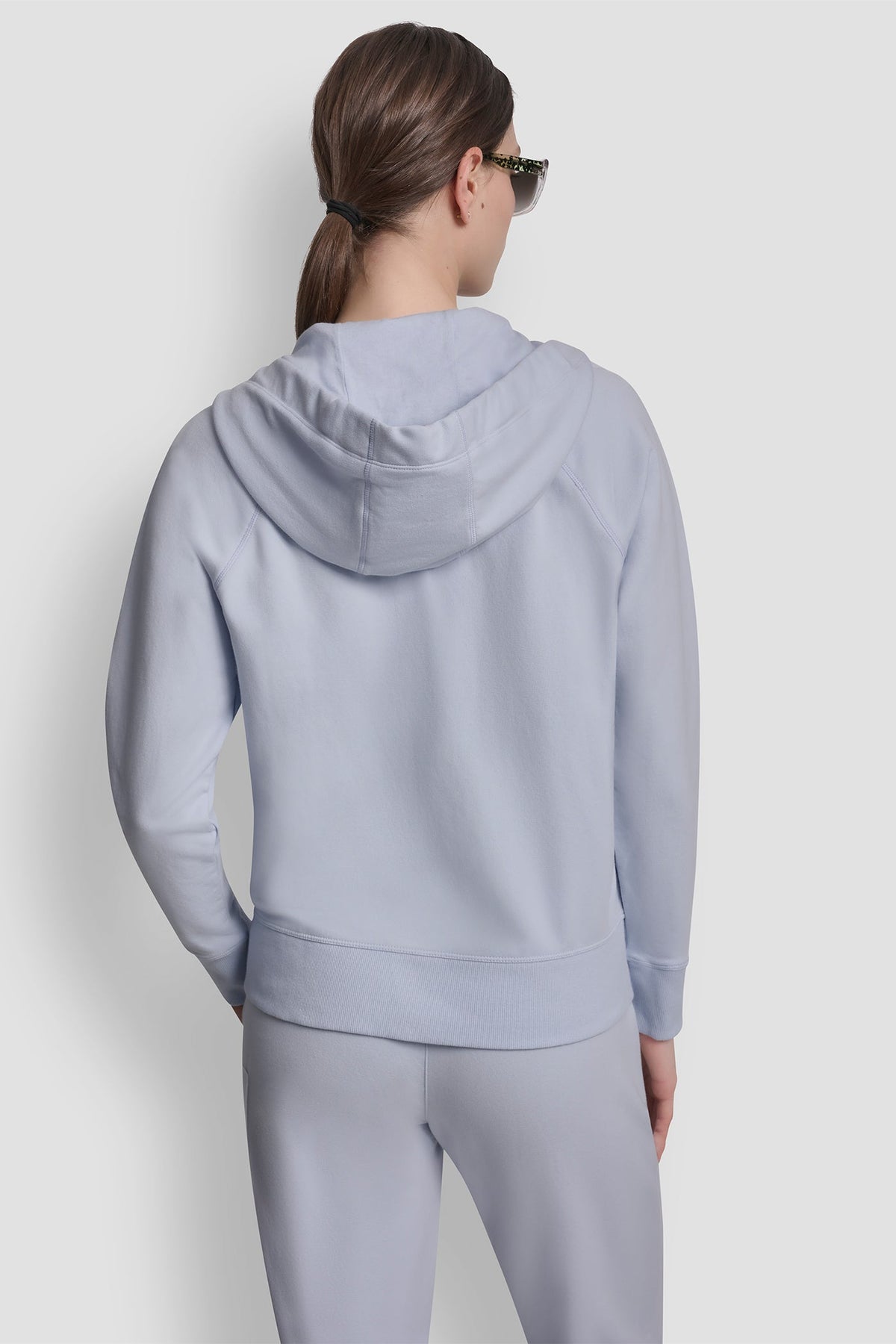 TWO-TONE LOGO DRAWSTRING HOODIE - Claret/Silver | DKNY