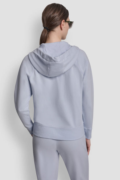 TWO-TONE LOGO DRAWSTRING HOODIE - Claret/Silver | DKNY