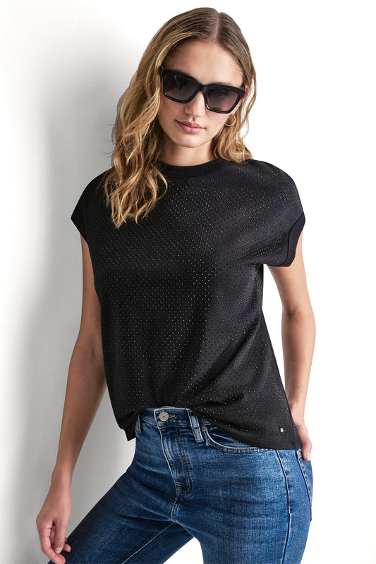 RHINESTONE EMBELLISHED TANK TOP - Black | DKNY