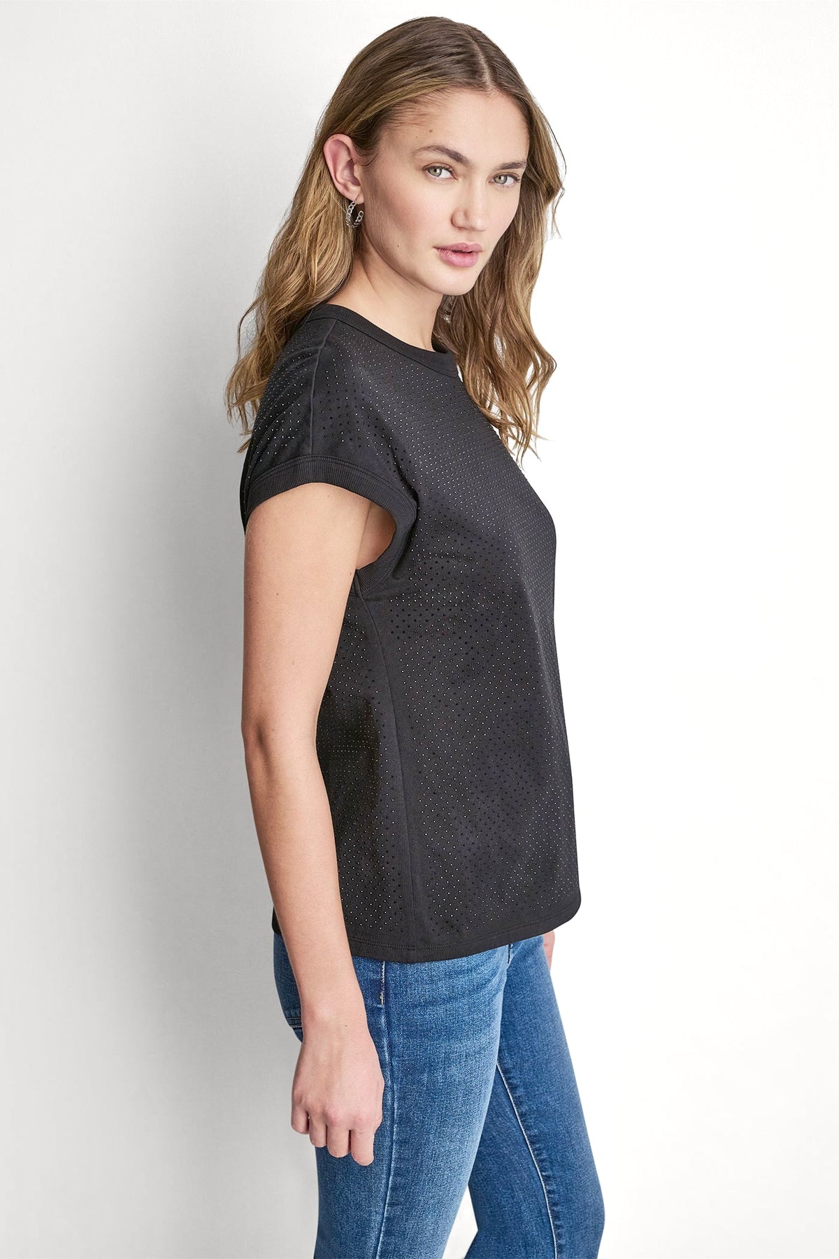 RHINESTONE EMBELLISHED TANK TOP - Black | DKNY
