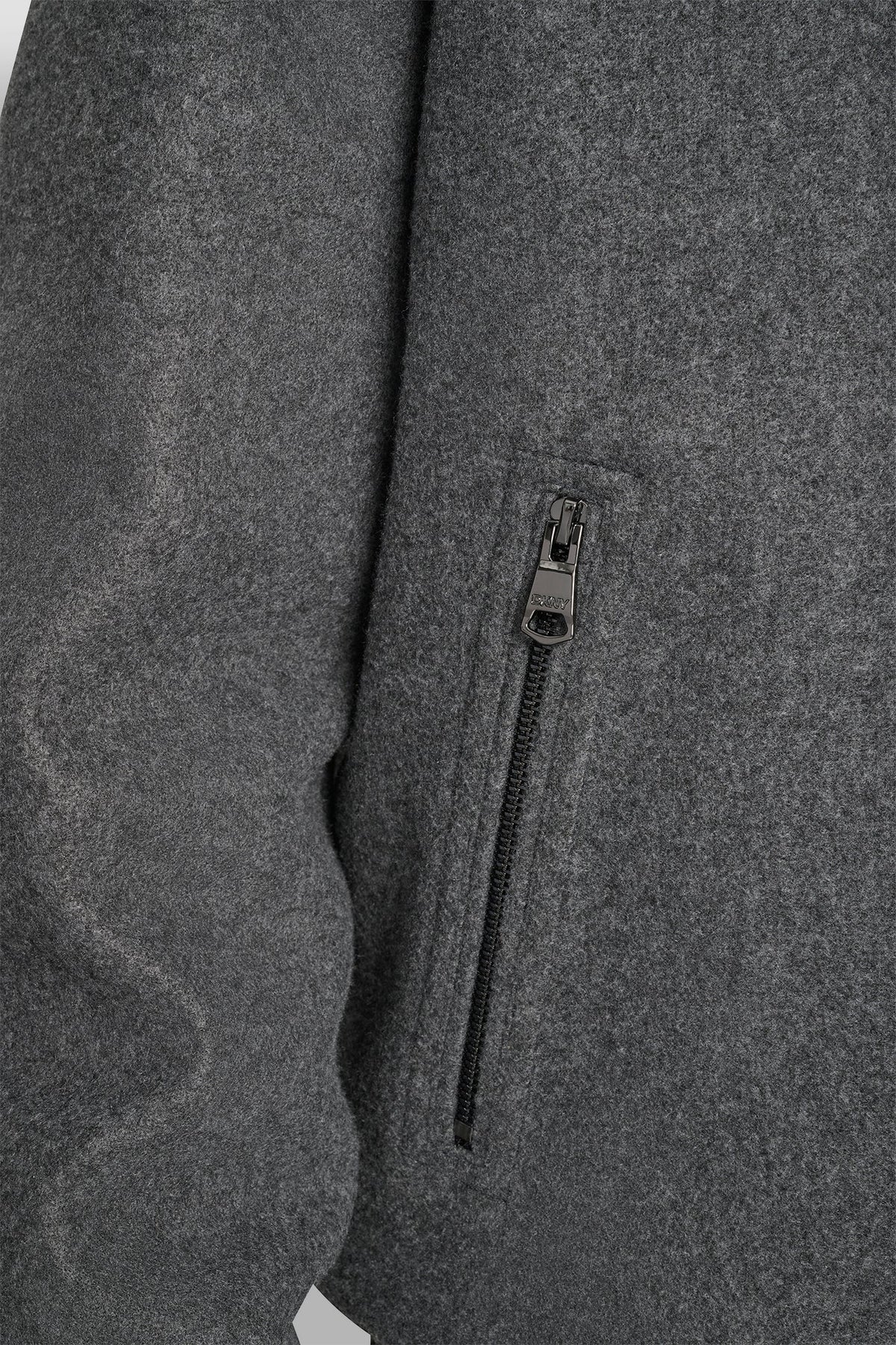 FAUX WOOL BOMBER WITH HOODED BIB - Black | DKNY