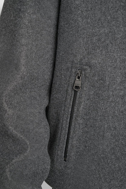 FAUX WOOL BOMBER WITH HOODED BIB - Black | DKNY