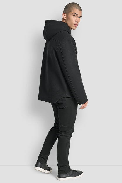 FAUX WOOL HOODED SHIRT JACKET - Grey | DKNY
