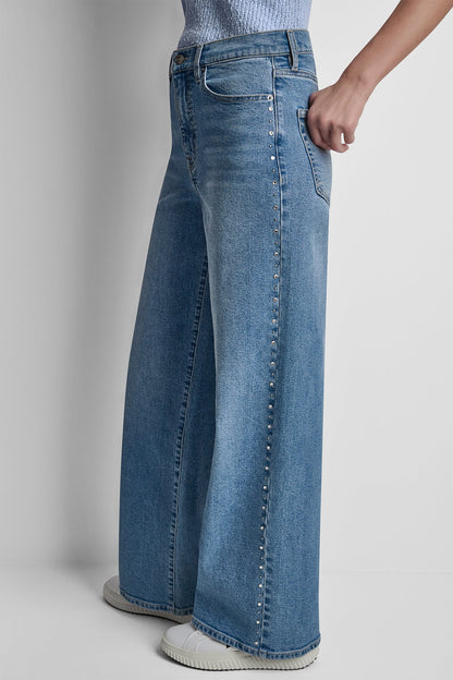 HIGH-RISE RHINESTONE STUD WIDE LEG - Gramercy | DKNY