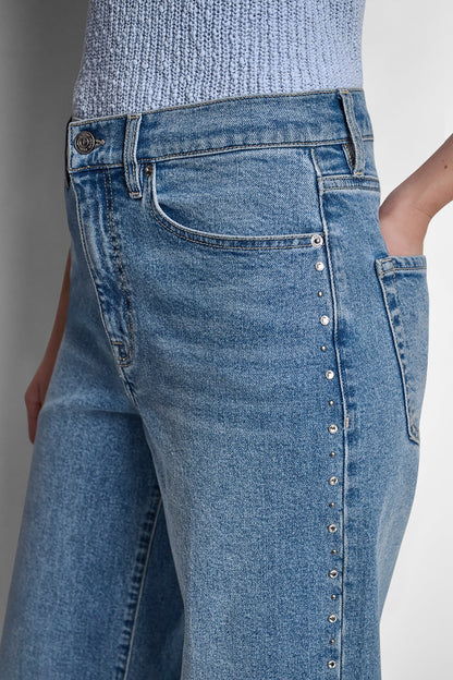HIGH-RISE RHINESTONE STUD WIDE LEG - Gramercy | DKNY