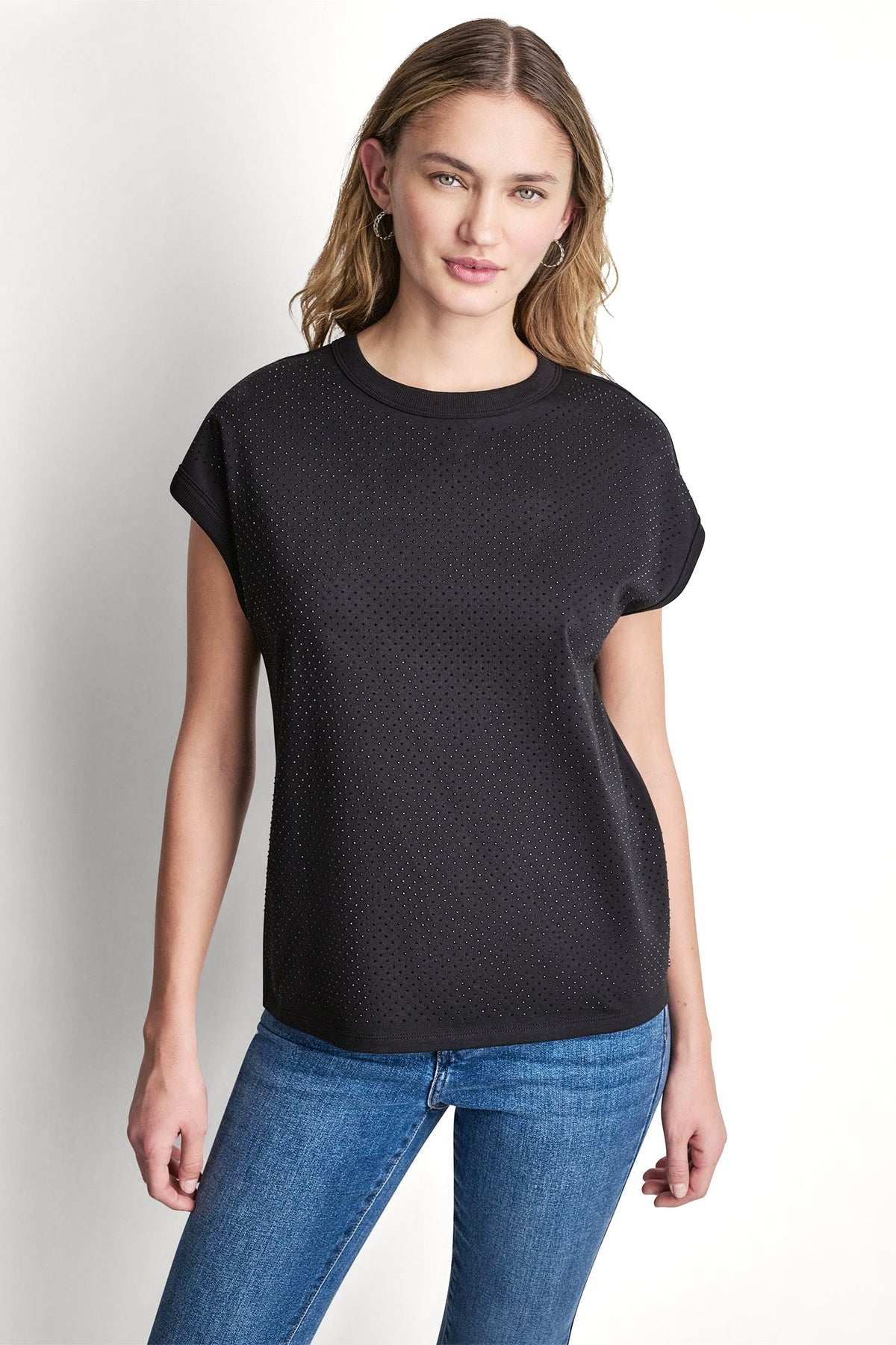 RHINESTONE EMBELLISHED TANK TOP - Eggnog/Silver | DKNY