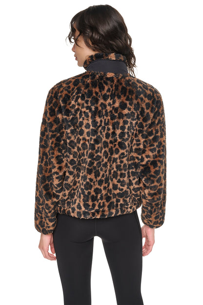 PRINTED SHERPA JACKET - Tiger Floral Festive Pink | DKNY