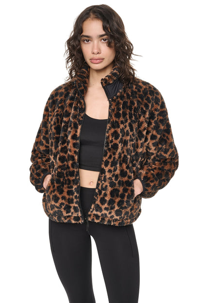 PRINTED SHERPA JACKET - Tiger Floral Festive Pink | DKNY