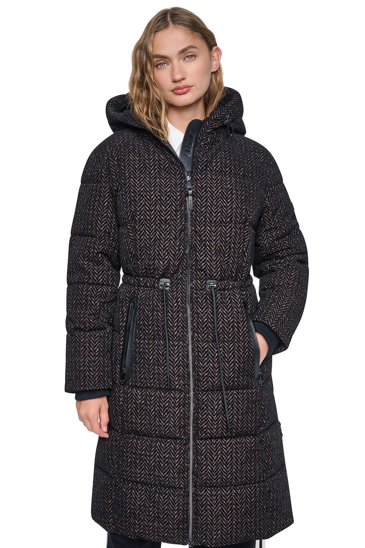 MAXI PUFFER COAT WITH HOOD - Pearl | DKNY