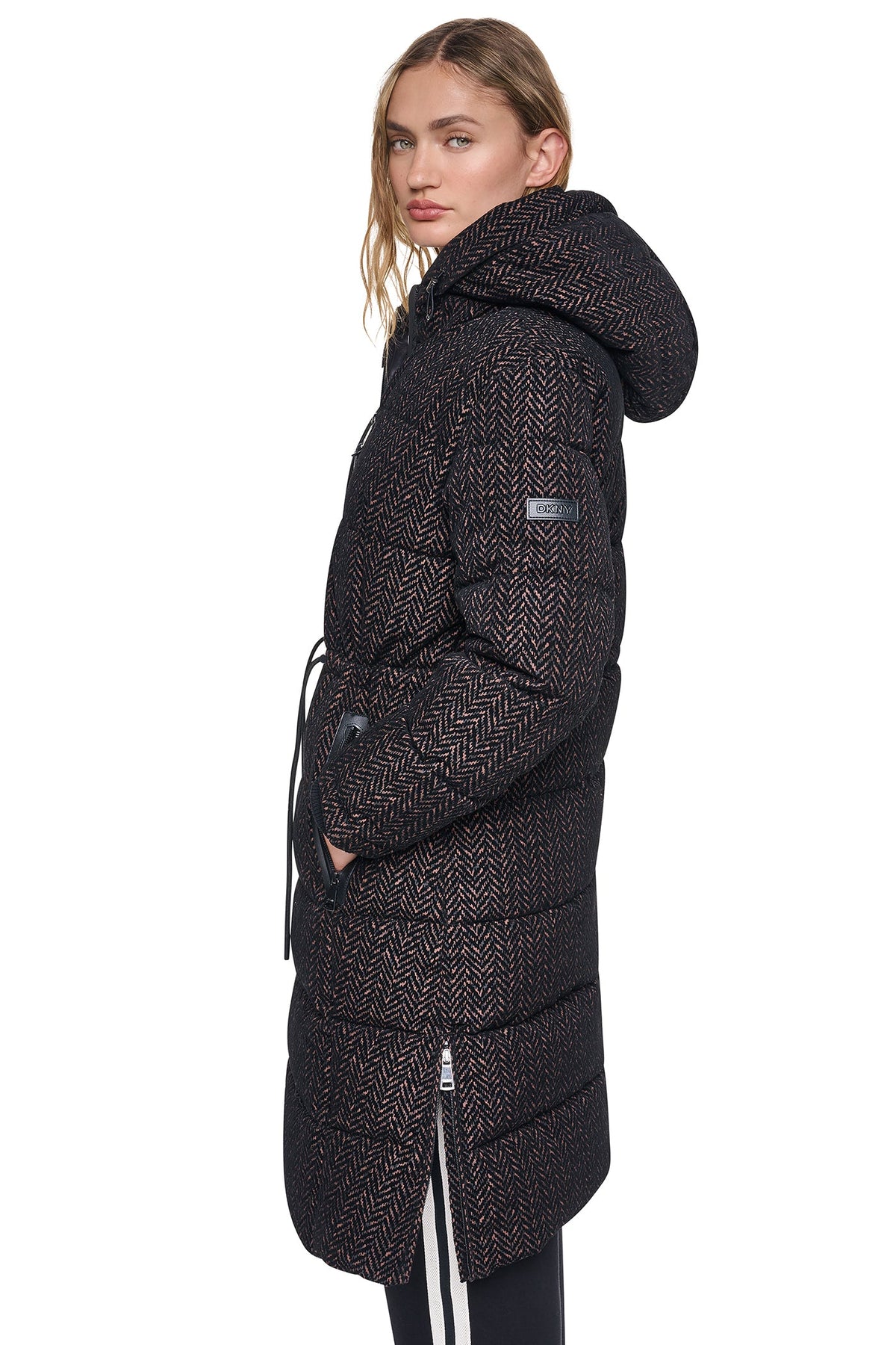 MAXI PUFFER COAT WITH HOOD - Pearl | DKNY