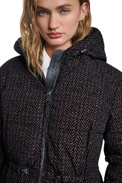 MAXI PUFFER COAT WITH HOOD - Pearl | DKNY