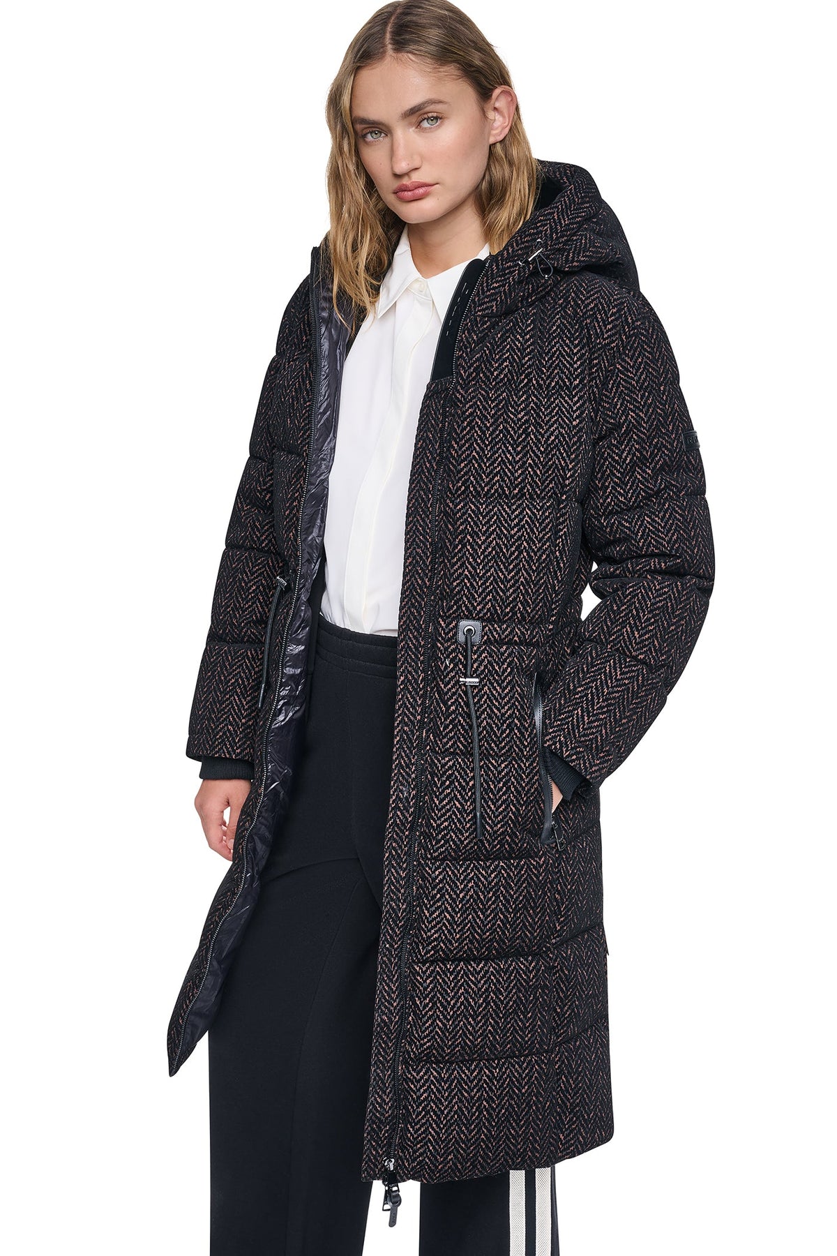 MAXI PUFFER COAT WITH HOOD - Pearl | DKNY