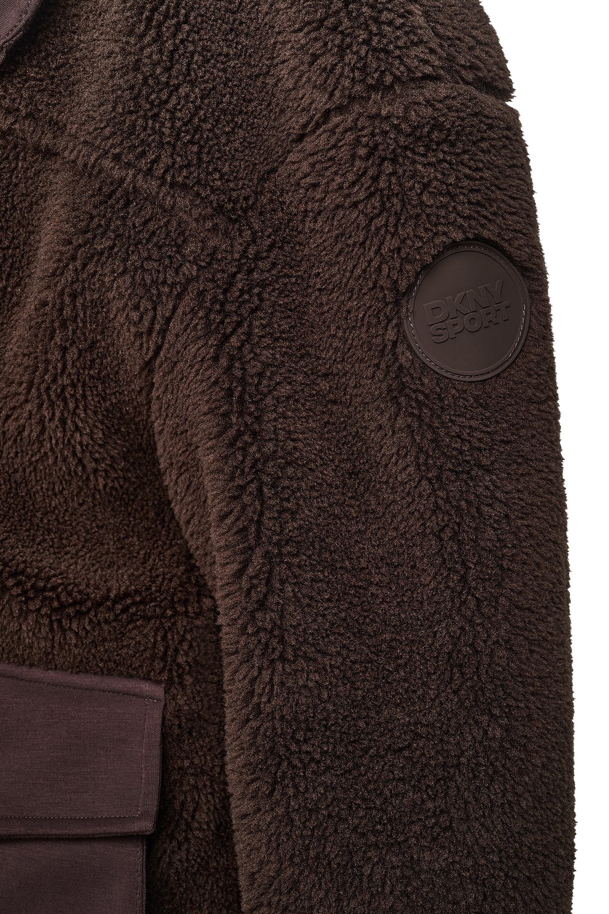 FUNNEL NECK SHERPA JACKET - Espresso/Espresso | DKNY