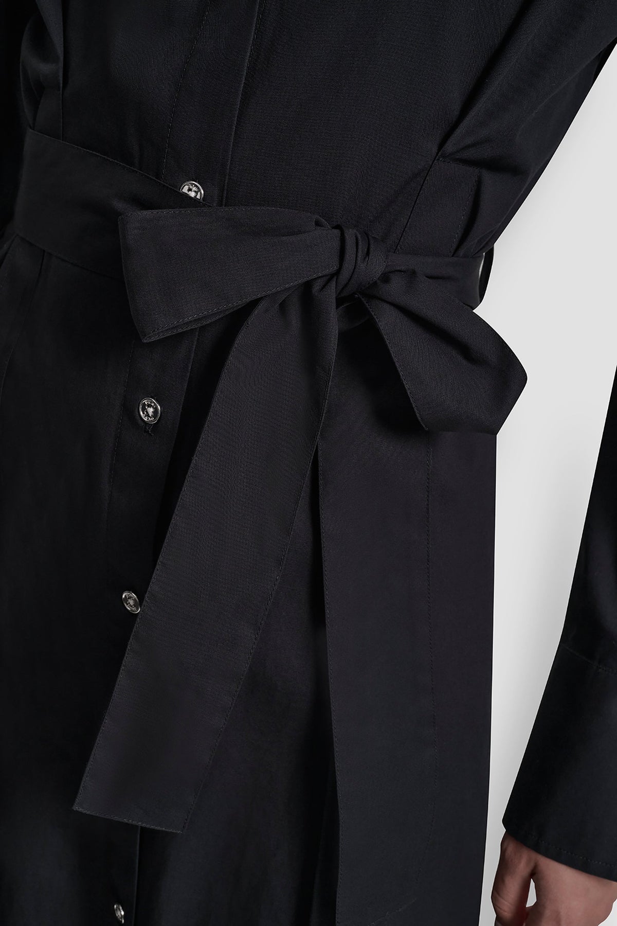 BUTTON DOWN MIDI SHIRT DRESS - Black | DKNY