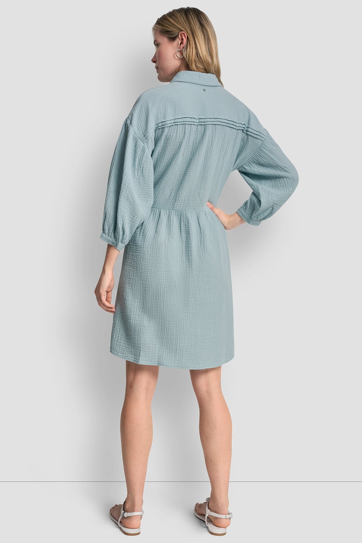 GAUZE V-NECK DRESS - Mineral | DKNY