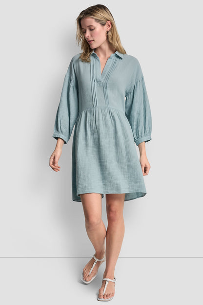 GAUZE V-NECK DRESS - Mineral | DKNY