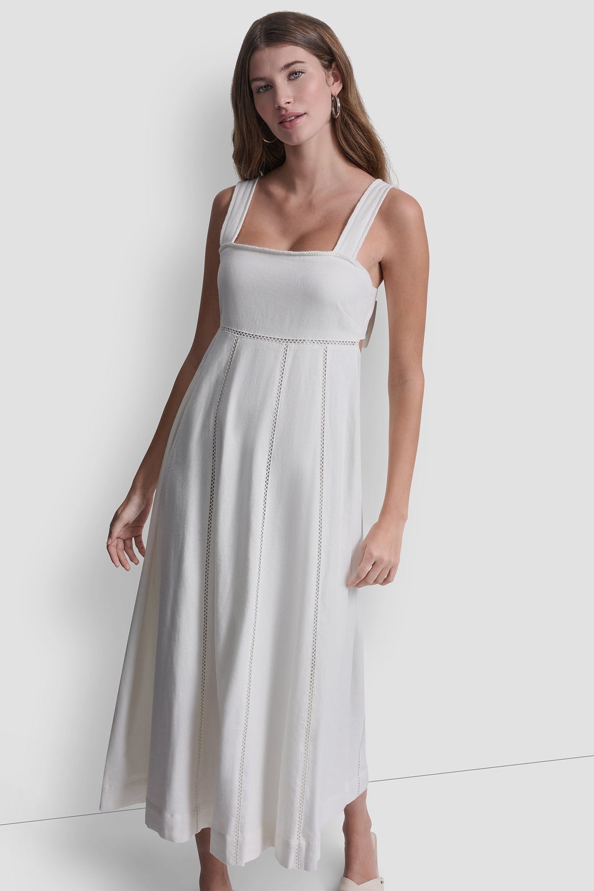 SEAMED TANK DRESS WITH TIE BACK - Ivory | DKNY