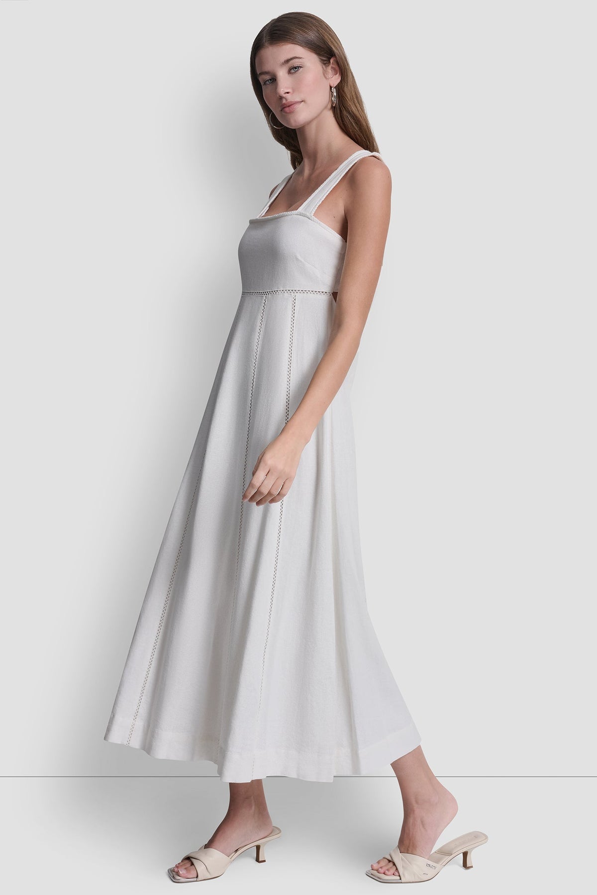 SEAMED TANK DRESS WITH TIE BACK - Ivory | DKNY