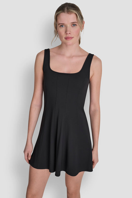 BALANCE COMPRESSION DRESS WITH BUILT-IN SHORTS - Black | DKNY