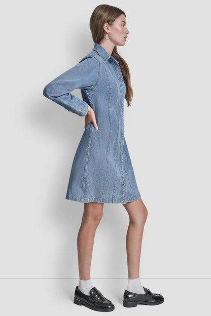 SEAMED A-LINE DRESS - Harmony | DKNY