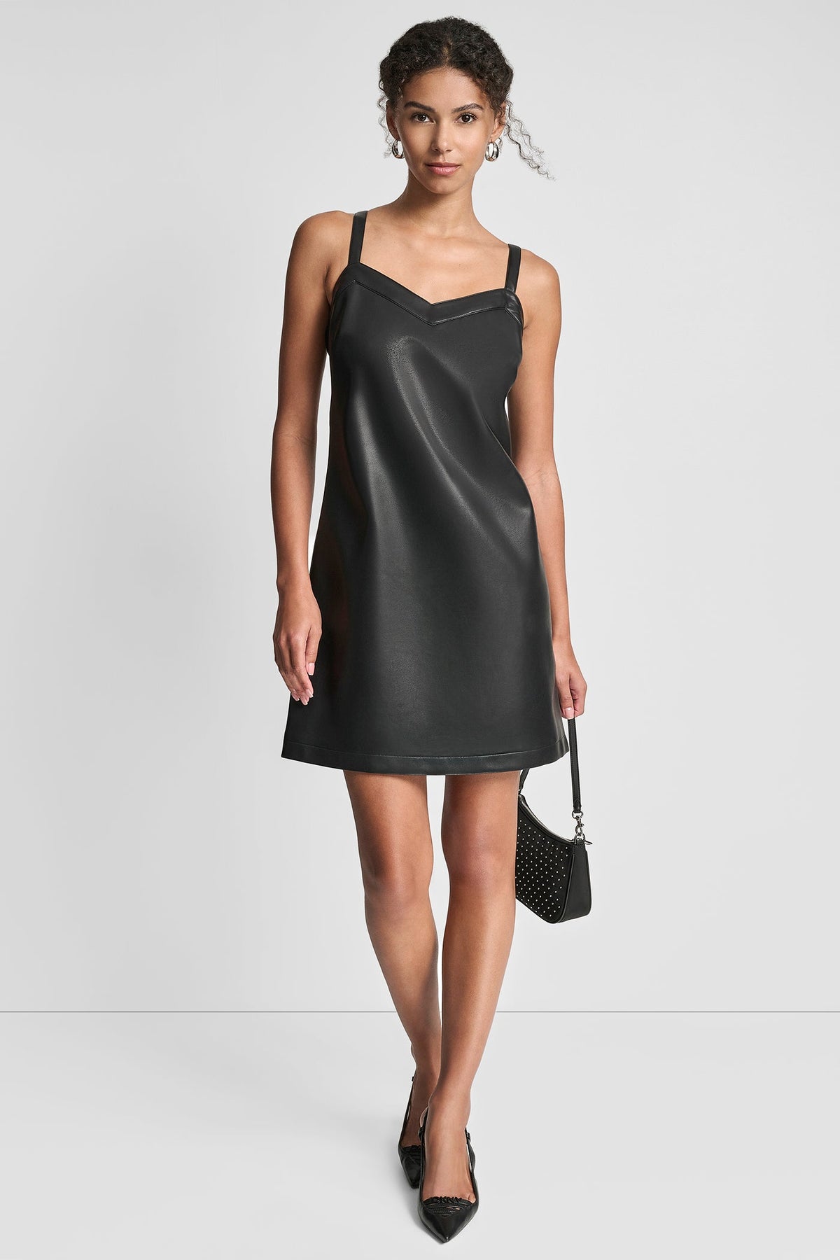 SLEEVELESS A-LINE MINI DRESS - Black | DKNY