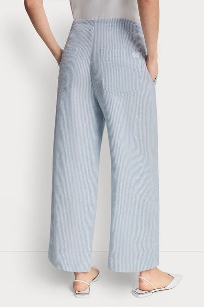CROPPED WIDE LEG LINEN-BLEND PANTS - Lex Chambray | DKNY