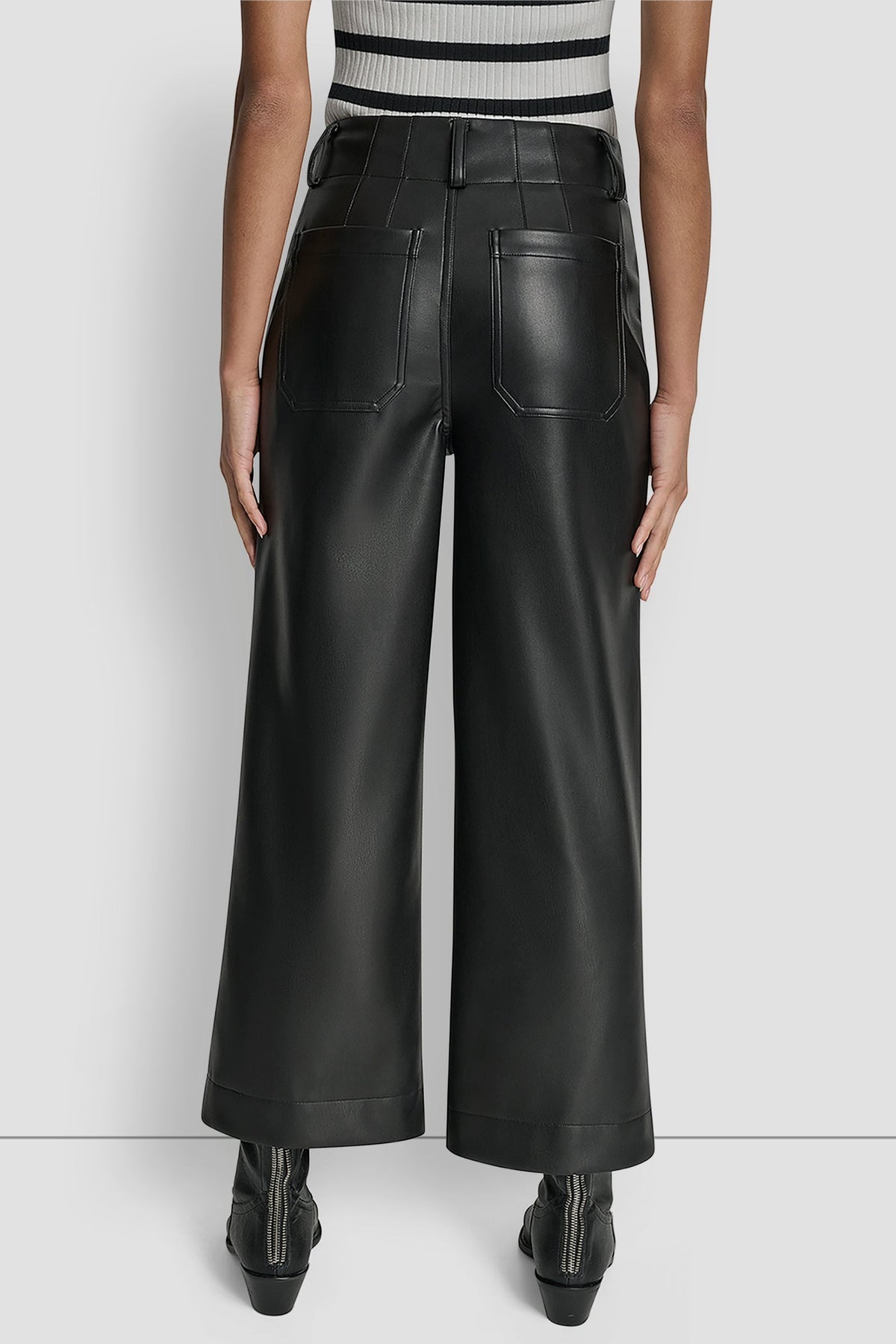 HIGH-RISE CROPPED WIDE LEG PANT - Black | DKNY