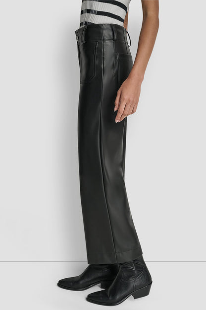 HIGH-RISE CROPPED WIDE LEG PANT - Black | DKNY
