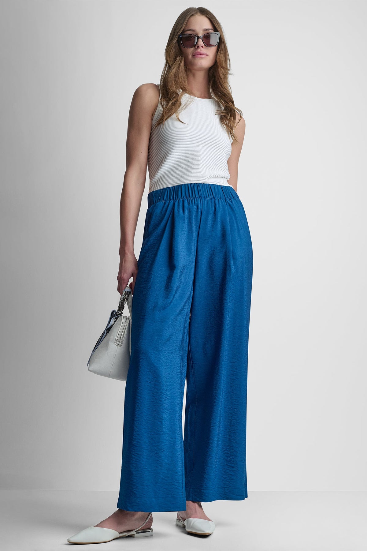 MID-RISE RUMPLED STRAIGHT-LEG ANKLE PANT - Admiral | DKNY