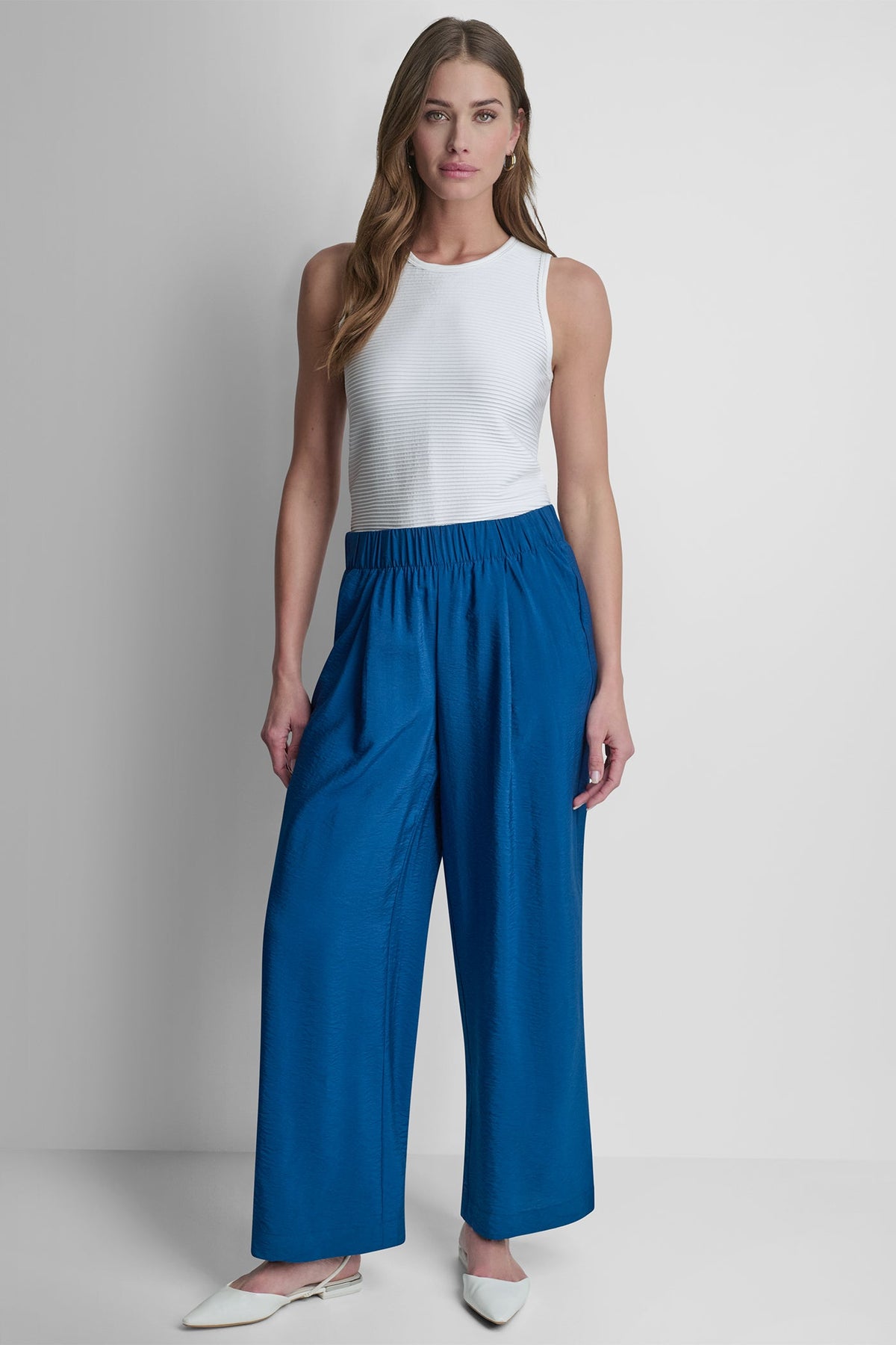 MID-RISE RUMPLED STRAIGHT-LEG ANKLE PANT - Admiral | DKNY