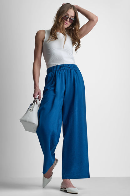 MID-RISE RUMPLED STRAIGHT-LEG ANKLE PANT - Admiral | DKNY