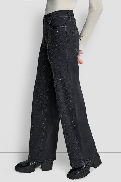 HIGH-RISE WIDE LEG WITH RHINESTONE EMBELLISHMENT - ANCHOR | DKNY