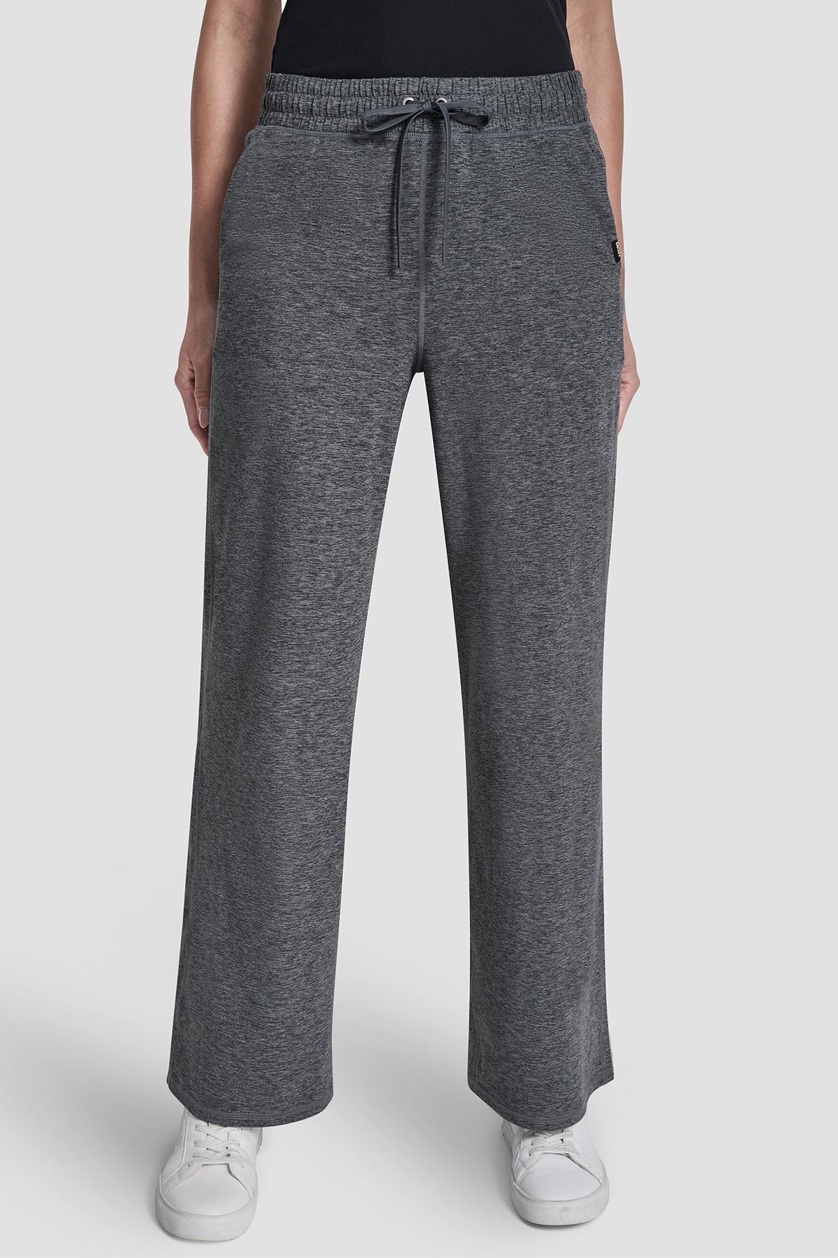 MID-RISE SPACEDYE WIDE-LEG PANT - Peacoat Spacedye | DKNY
