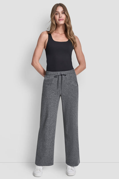 MID-RISE SPACEDYE WIDE-LEG PANT - Peacoat Spacedye | DKNY