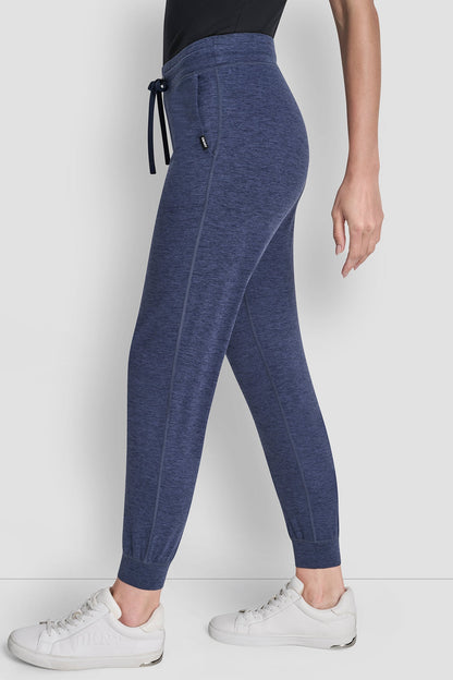 CROPPED HIGH-RISE SLIM JOGGER - Peacoat Space Dye | DKNY