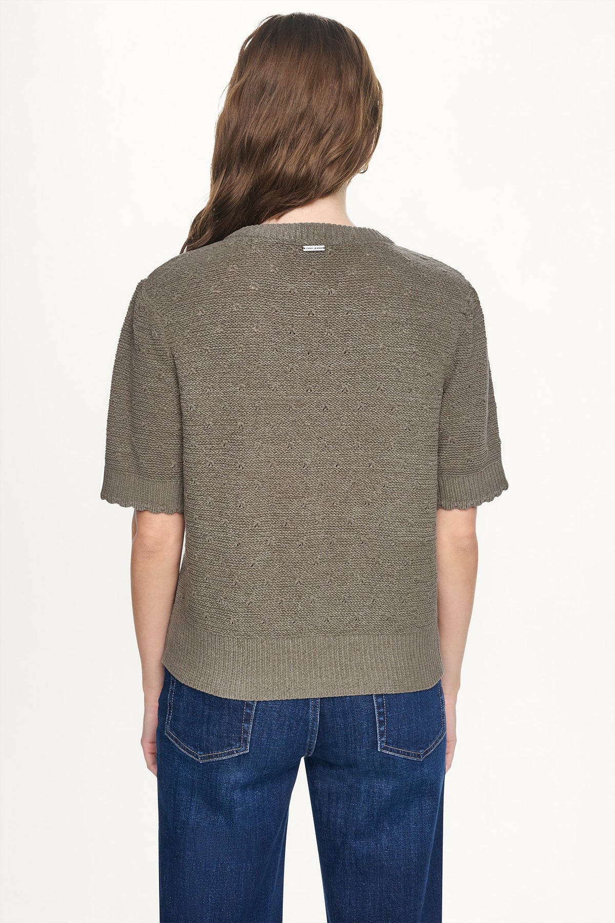 ELBOW SLEEVE CHENILLE CARDIGAN - Utility Green | DKNY