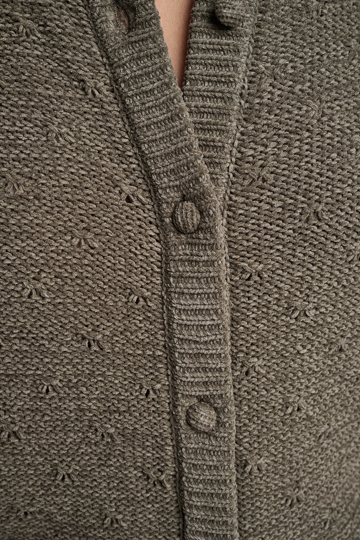 ELBOW SLEEVE CHENILLE CARDIGAN - Utility Green | DKNY