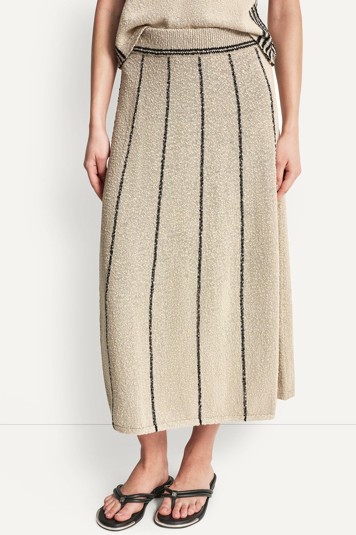 PULL-ON MAXI SKIRT WITH STRIPE DETAIL - Pebble/Black | DKNY