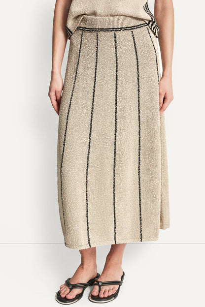 PULL-ON MAXI SKIRT WITH STRIPE DETAIL - Pebble/Black | DKNY