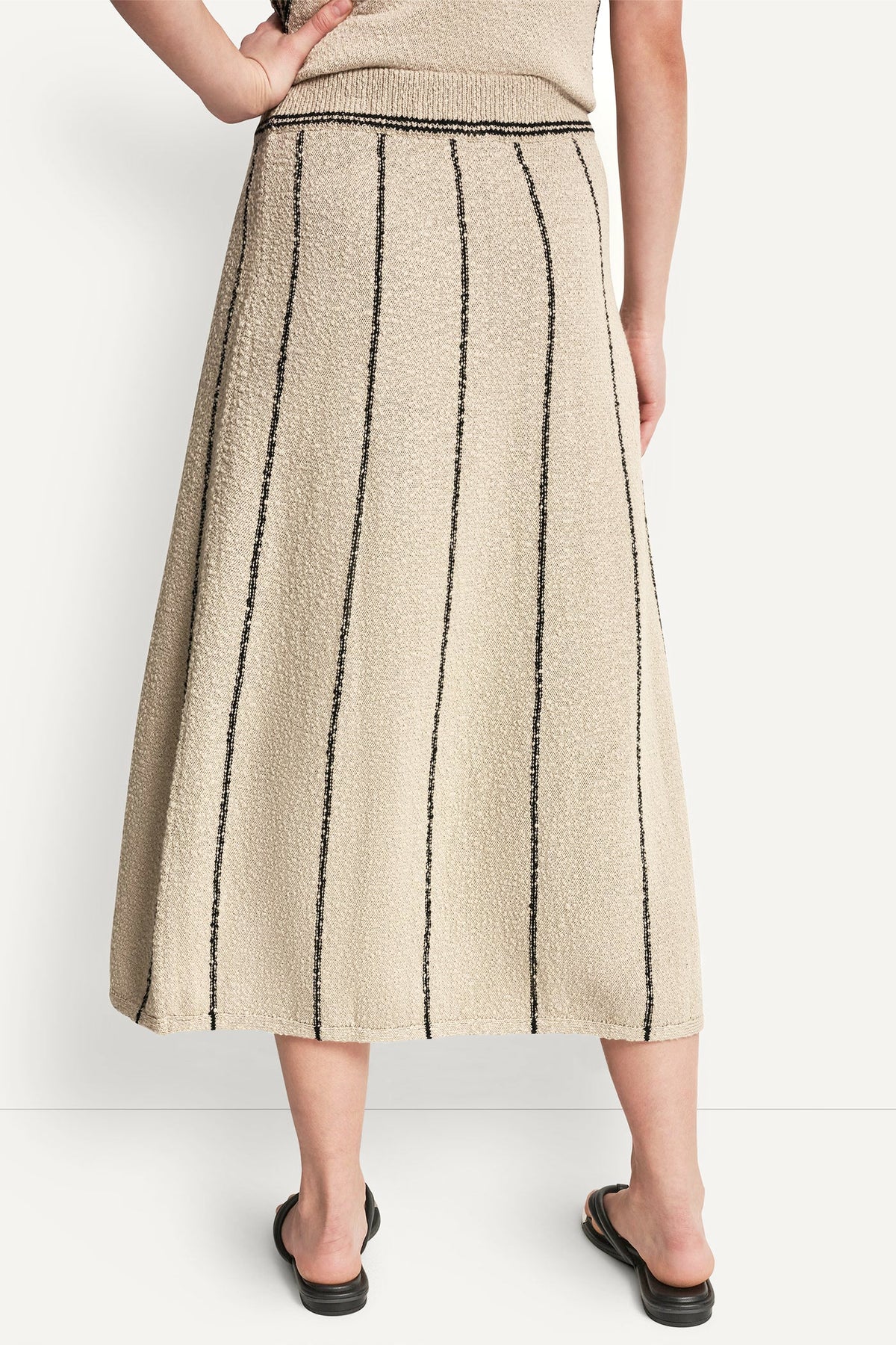 PULL-ON MAXI SKIRT WITH STRIPE DETAIL - Pebble/Black | DKNY