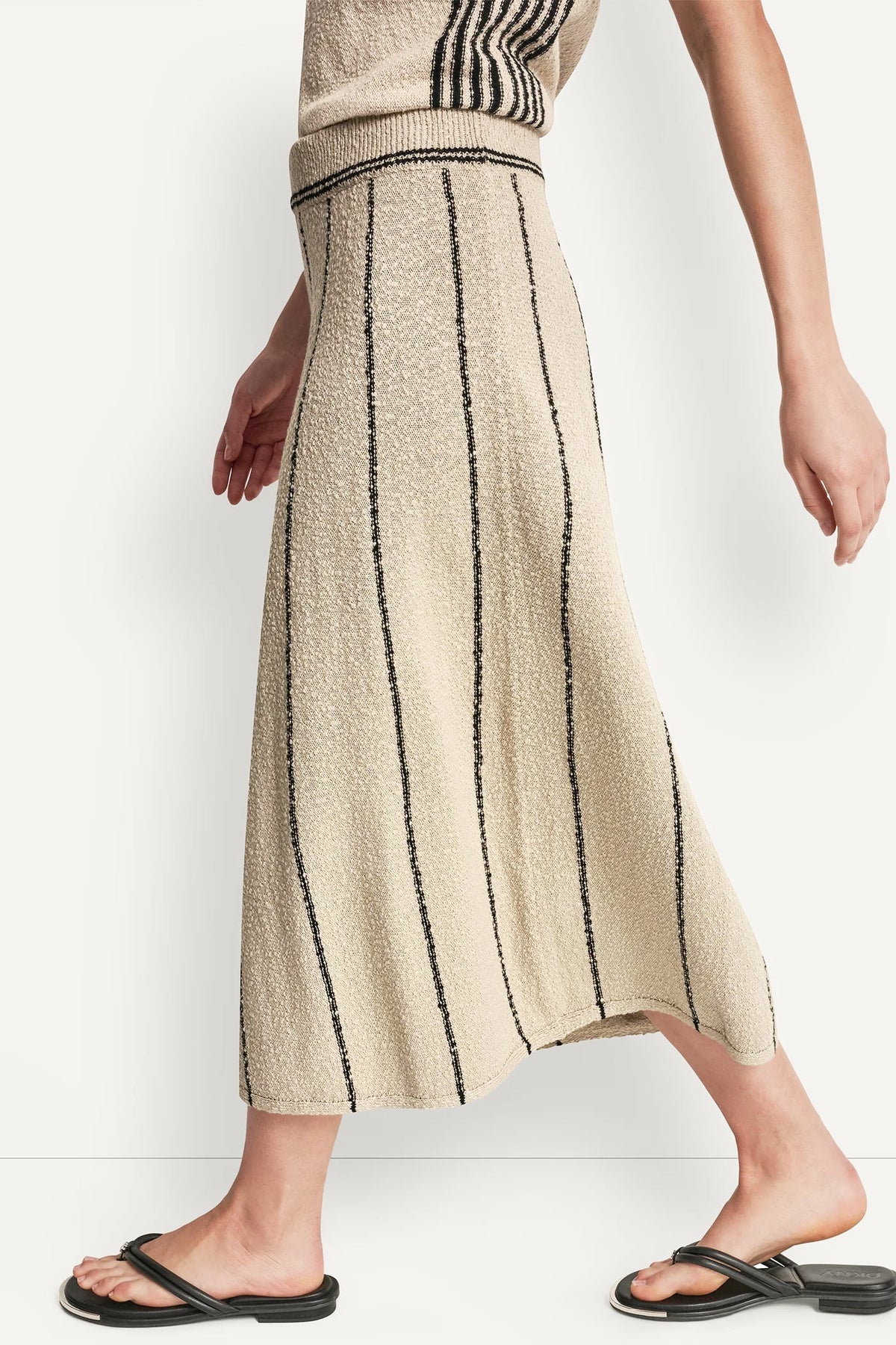 PULL-ON MAXI SKIRT WITH STRIPE DETAIL - Pebble/Black | DKNY