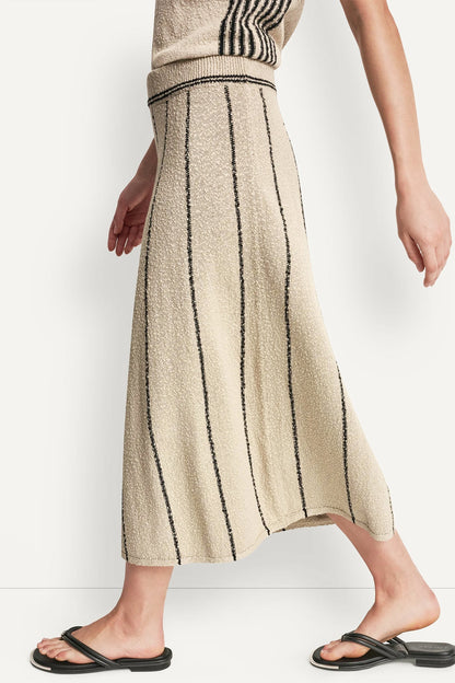 PULL-ON MAXI SKIRT WITH STRIPE DETAIL - Pebble/Black | DKNY