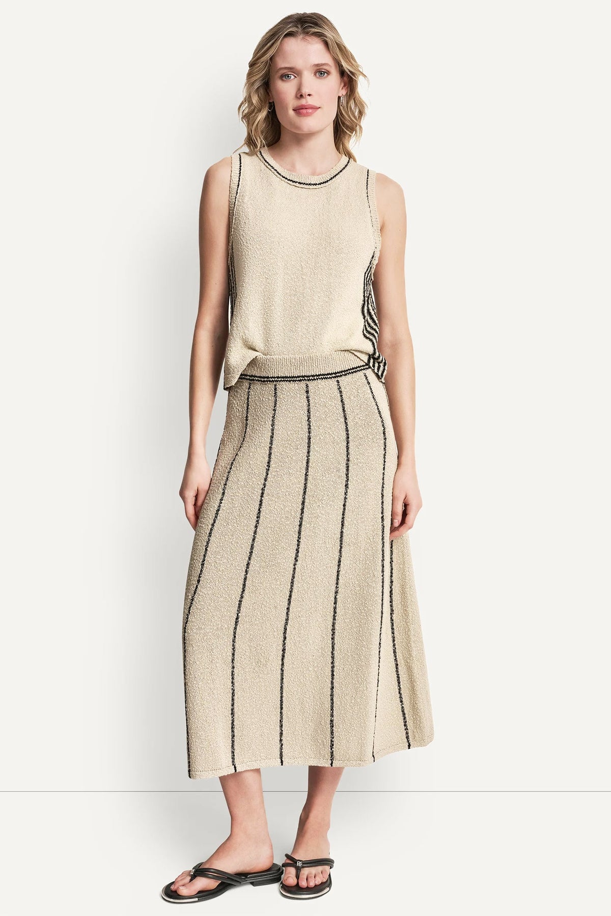 PULL-ON MAXI SKIRT WITH STRIPE DETAIL - Pebble/Black | DKNY