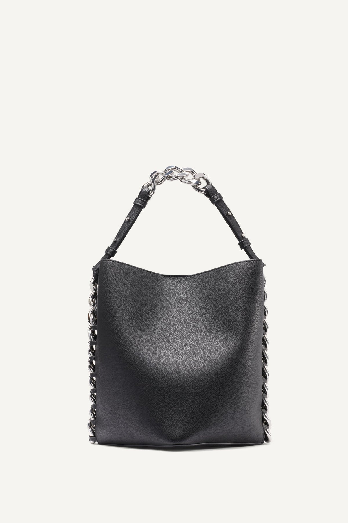 RIONA CHAIN-TRIMMED BUCKET BAG - Black | DKNY