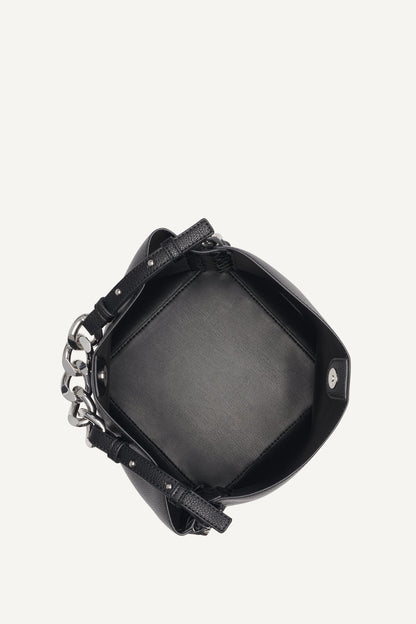 RIONA CHAIN-TRIMMED BUCKET BAG - Black | DKNY