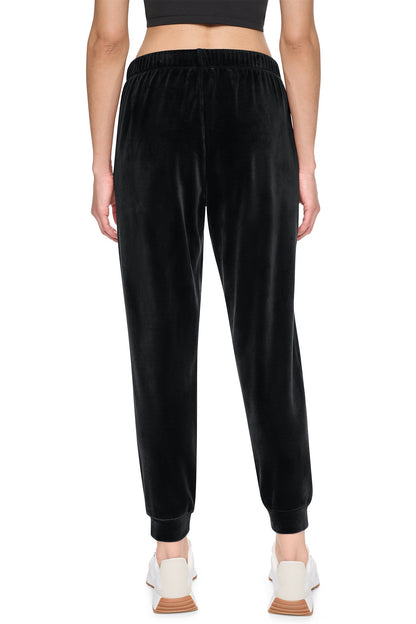 VARSITY VELOUR RHINESTONE LOGO MID-RISE JOGGER - Claret | DKNY