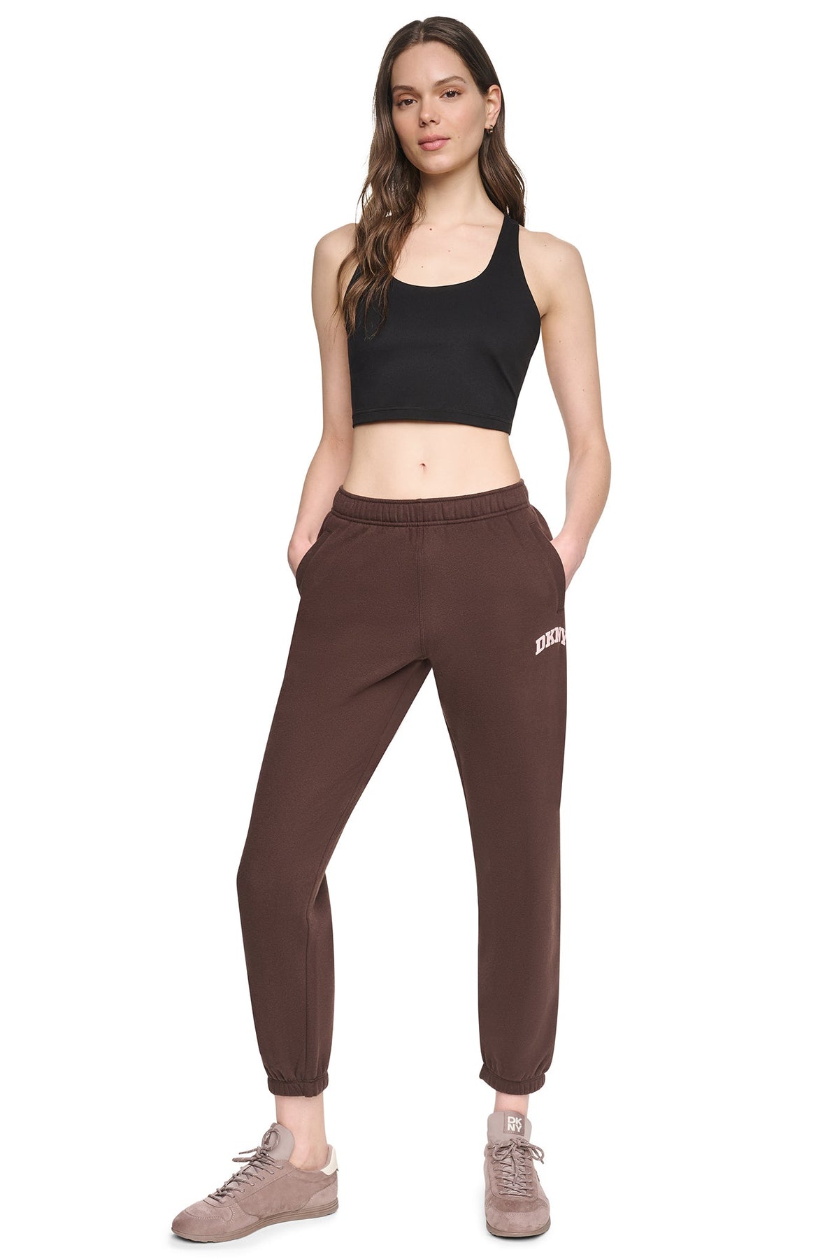 PUFF VARSITY LOGO MID-RISE JOGGER - Peacoat/Oat | DKNY
