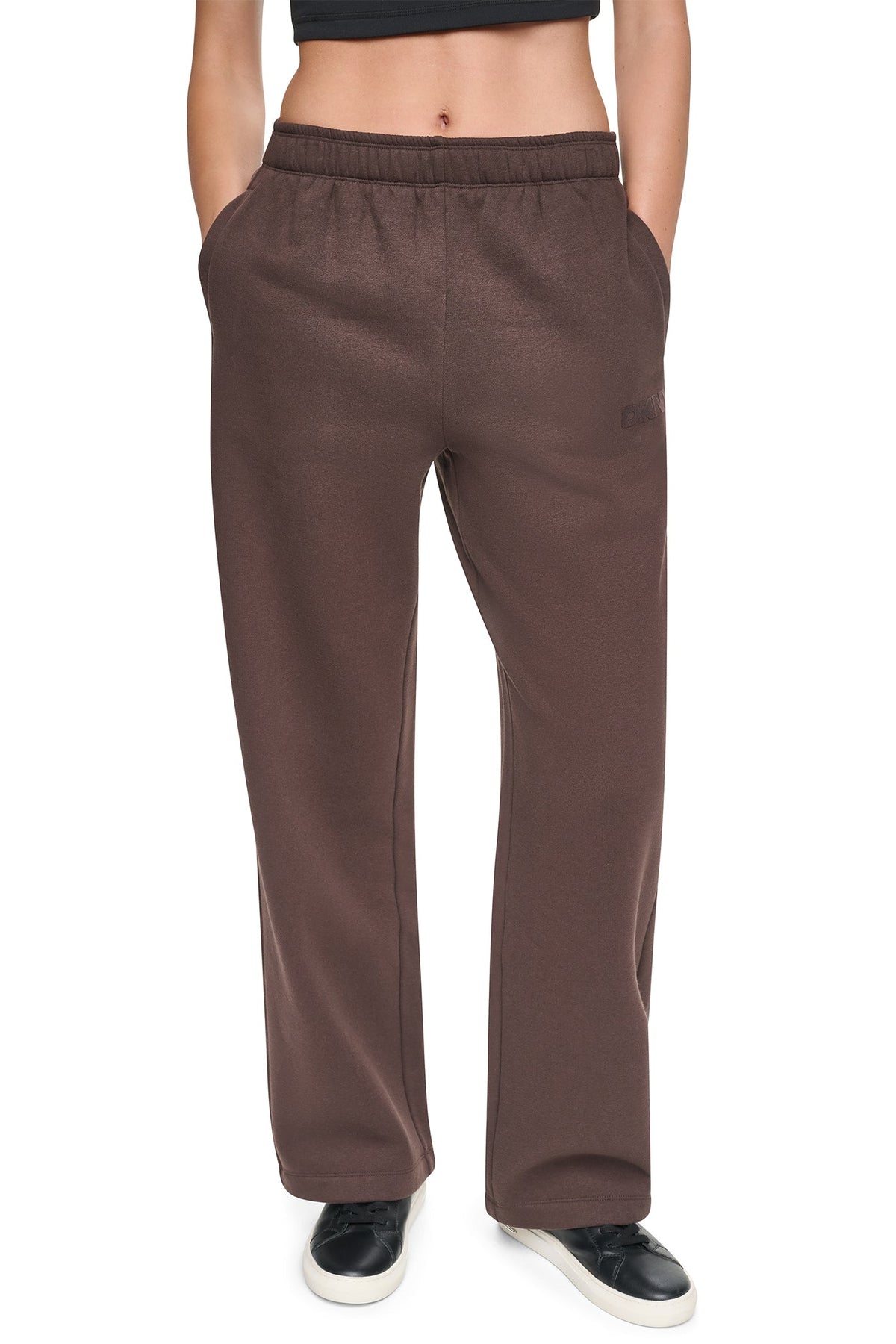 HIGH RISE FLOCKED LOGO RELAXED PANT - Claret/Taffy | DKNY