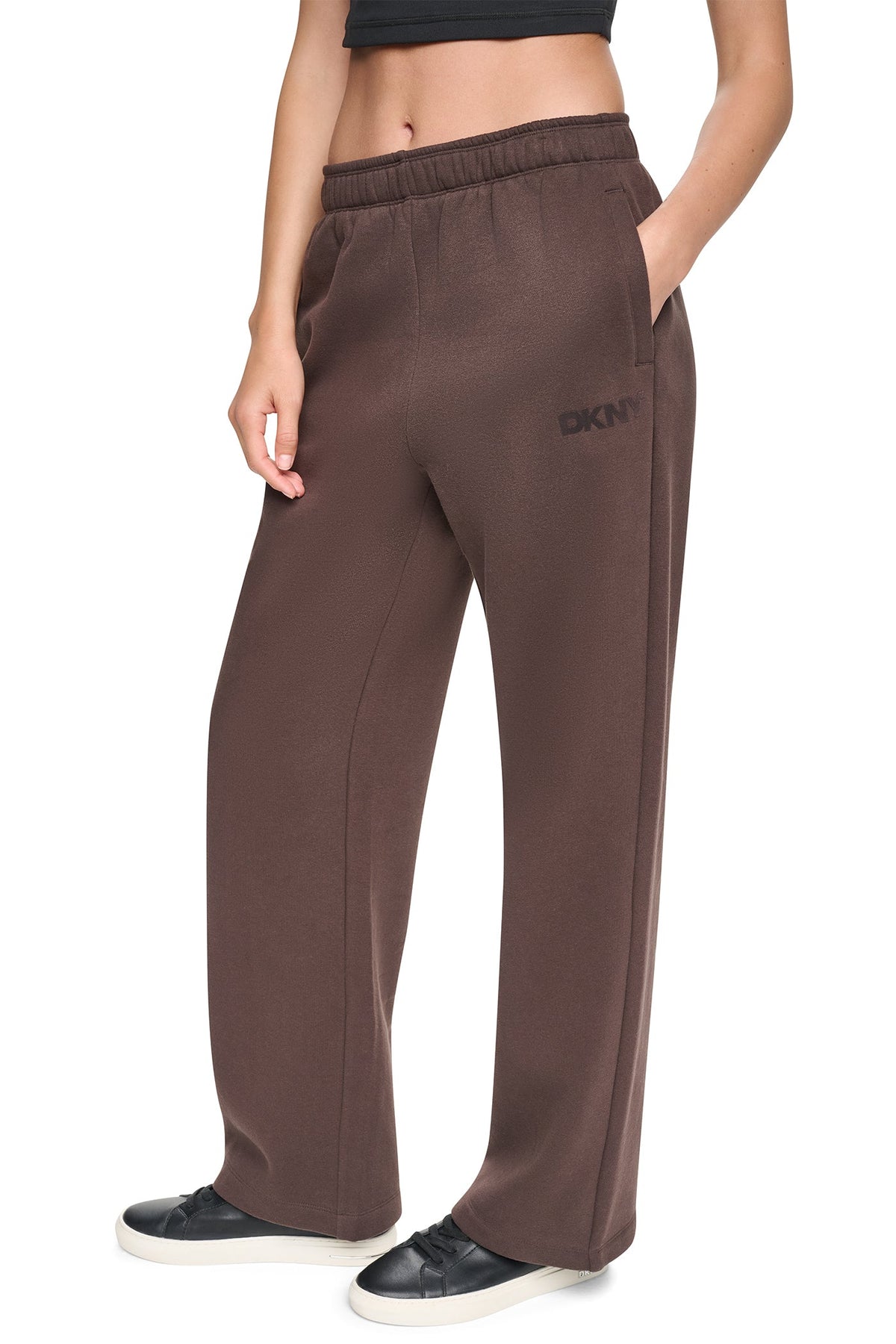 HIGH RISE FLOCKED LOGO RELAXED PANT - Claret/Taffy | DKNY
